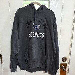 NWT NBA Charlotte Hornets Basketball Hoodie Mens Charcoal Gray Fleece Lined 2XL
